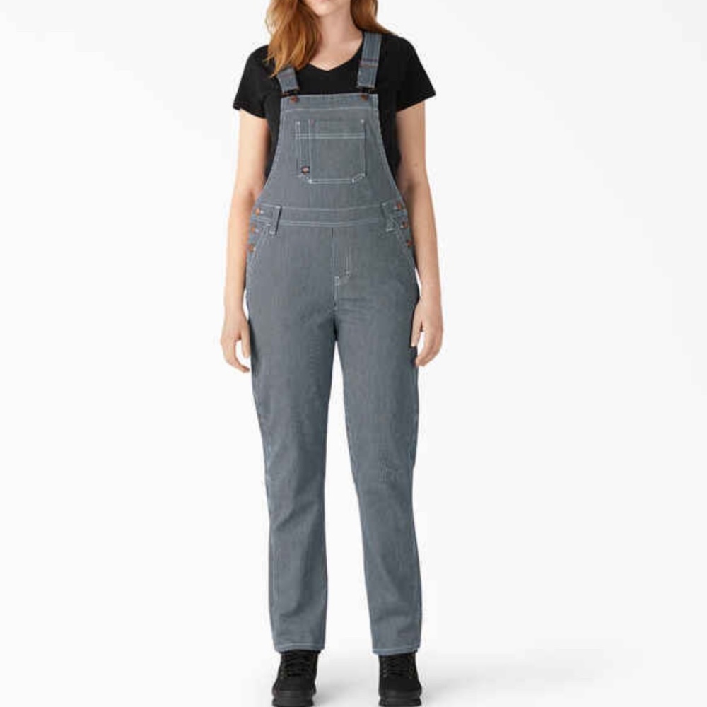 Women's Hickory Stripe Boyfriend Fit Bib Overalls